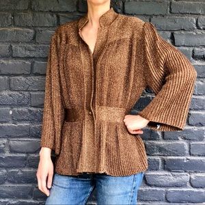 Metallic vintage pleated sweater